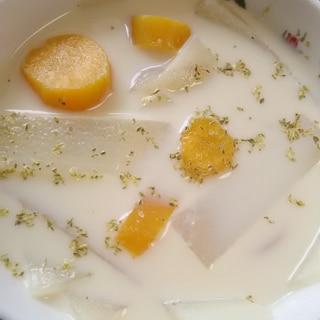 さつまいもと大根の豆乳スープ(^^)